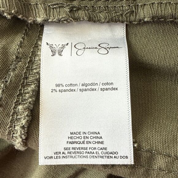 Jessica Simpson Pants Women 10 Green Flat Front Cargo Pant NWT Adjustable Hem - Picture 7 of 11
